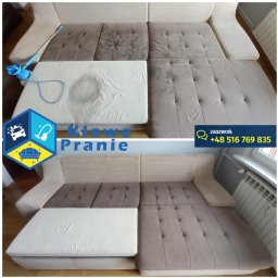 Efekt naszej pracy:
Kanapa przed i po praniu ;)