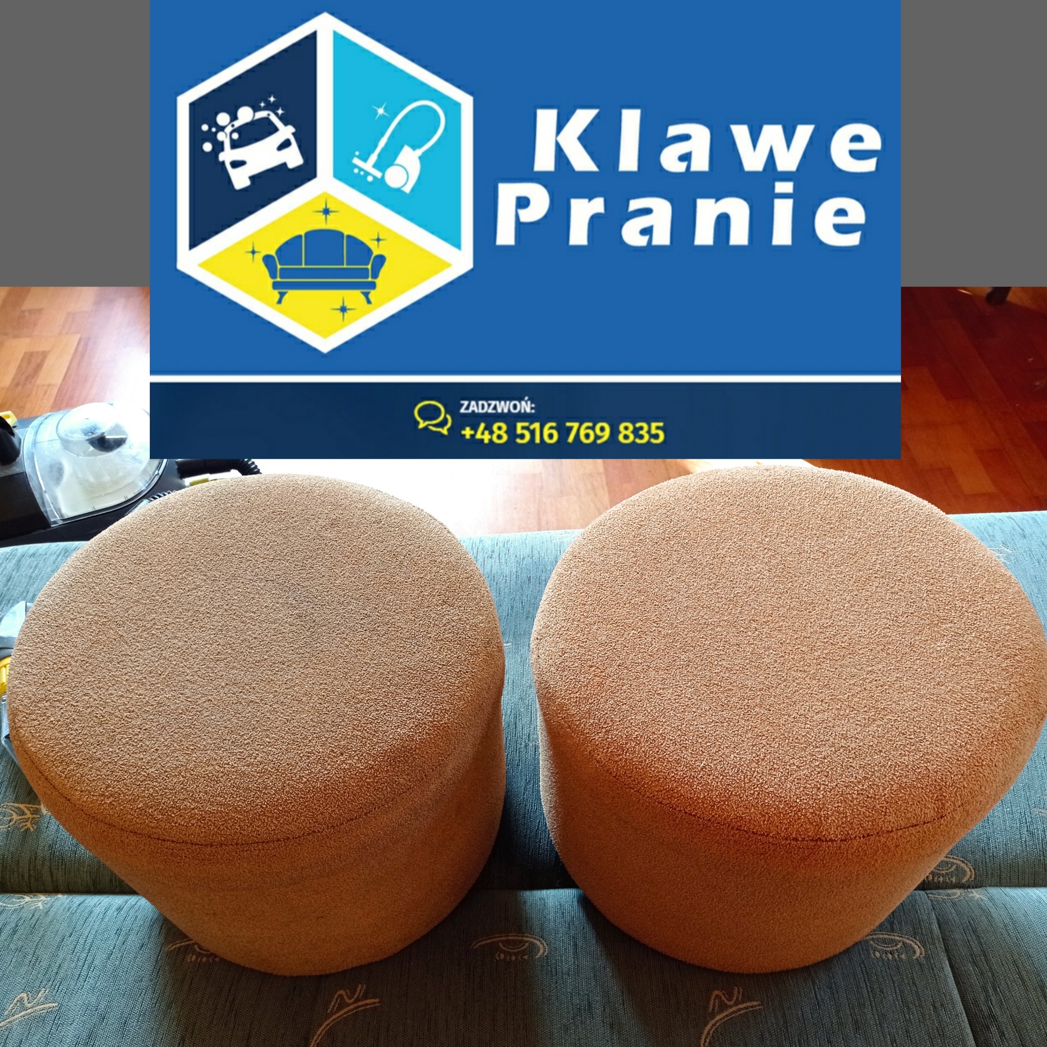 Efekt naszej pracy: Tapicerka przed i po praniu ;)