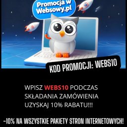 Wejdź na stronę websowy pl i dodaj produkt do koszyka i przy składaniu zamówienia wpisz KOD: WEBS10
Uzyskasz 10% rabatu na stronę internetową!