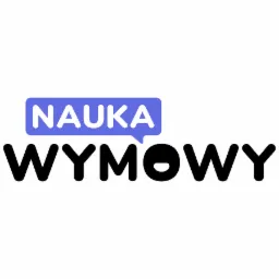 Logo firmy oferującej naukę wymowy, z napisem 'NAUKA' w dymku dialogowym i 'WYMOWY' poniżej, gdzie litera 'O' zastąpiona jest uproszczoną ikoną uśmiechniętej twarzy.