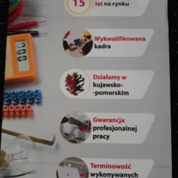 Folder reklamowy firmy z 15-letnim doświadczeniem na rynku, oferującej wykwalifikowaną kadrę, działającej w województwie kujawsko-pomorskim, gwarantującej profesjonalną pracę i terminowość zleceń.