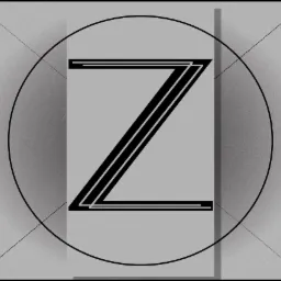Stylizowana litera Z w czarnej obwódce na szarym tle z subtelnym cieniowaniem i okręgiem, przypominająca logo firmy.