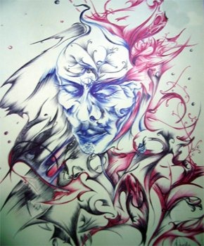 długopis- fantasmagorie. Brystol, kartka A4.