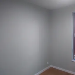 Pomalowane na jasnozielono wnętrze pokoju z drewnianą podłogą i białymi listwami przypodłogowymi, widoczne gniazdko elektryczne nisko przy podłodze.