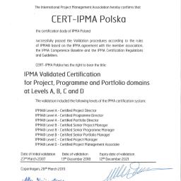 The validation of the IPMA certification system