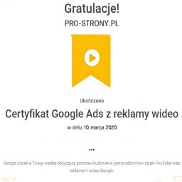 Certyfikat Google Ads z reklamy wideo