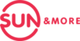 Czerwone logo firmy Sun MORE na czarnym tle, z okręgiem otaczającym napis SUN.