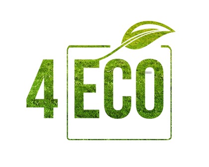 Logo firmy '4ECO' z motywem trawy i liścia, symbolizujące ekologiczne rozwiązania.