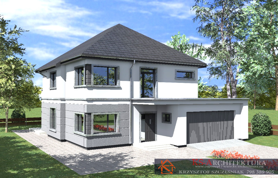 Dom jednorodzinny dla 4-6 osób. Budowa domu Łazy.