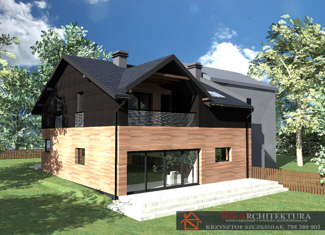 Projekt domu w granicy. Inwestycja zrealizowana na Śląsku.