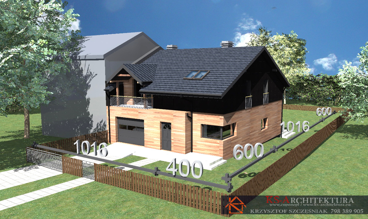 Projekt architektoniczny budynku w granicy.