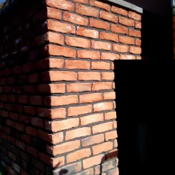 Fragment murowanej z cegły klinkierowej ściany altany z betonowym zwieńczeniem, widoczne ciemne spoiny i nierównomierne wybarwienie cegieł.