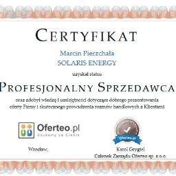 Certyfikat OFERTEO - Profesjonalny Sprzedawca