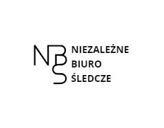 Logo firmy: NBS Niezależne Biuro Śledcze, czarne litery na białym tle.