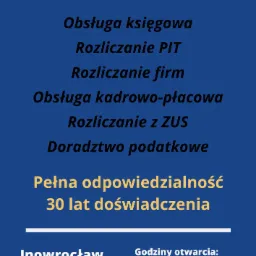 Ogłoszenie firmy księgowej Kochmański Invest z Inowrocławia, oferującej obsługę księgową, rozliczanie PIT, rozliczanie firm, obsługę kadrowo-płacową, rozliczanie z ZUS i doradztwo podatkowe,...