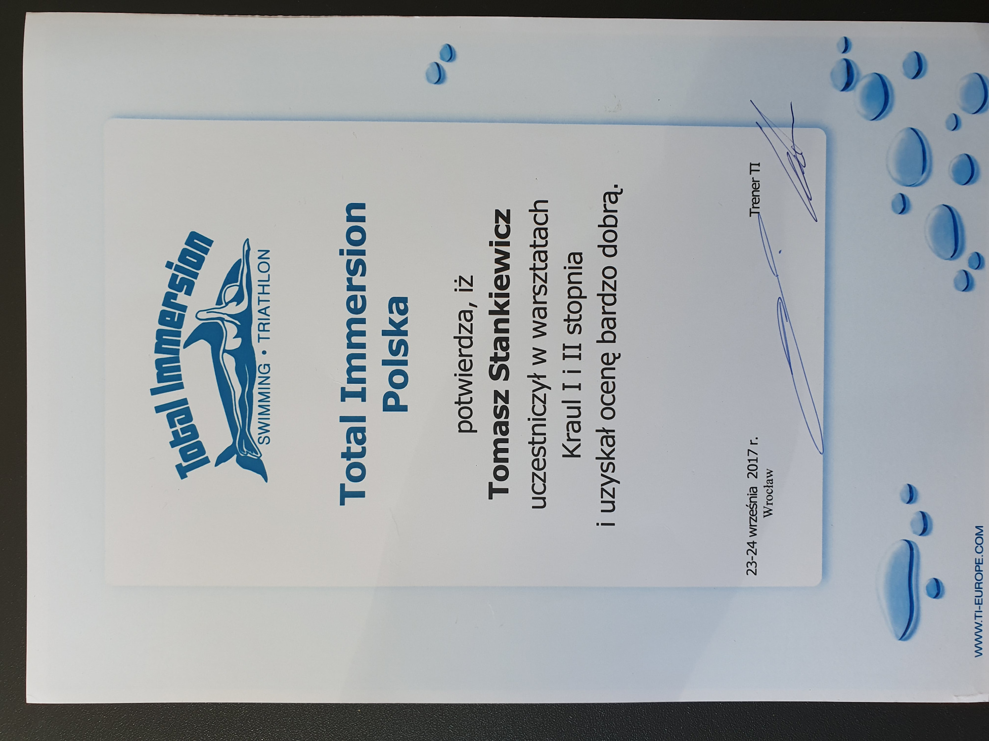 Certyfikat Kraul poziom I i II