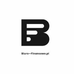 Czarne logo firmy Biuro-Finansowe.pl, stylizowana litera B z trzema poziomymi przerwami na białym tle.