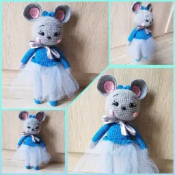 Bawełniana szydełkowana myszka-baletnica