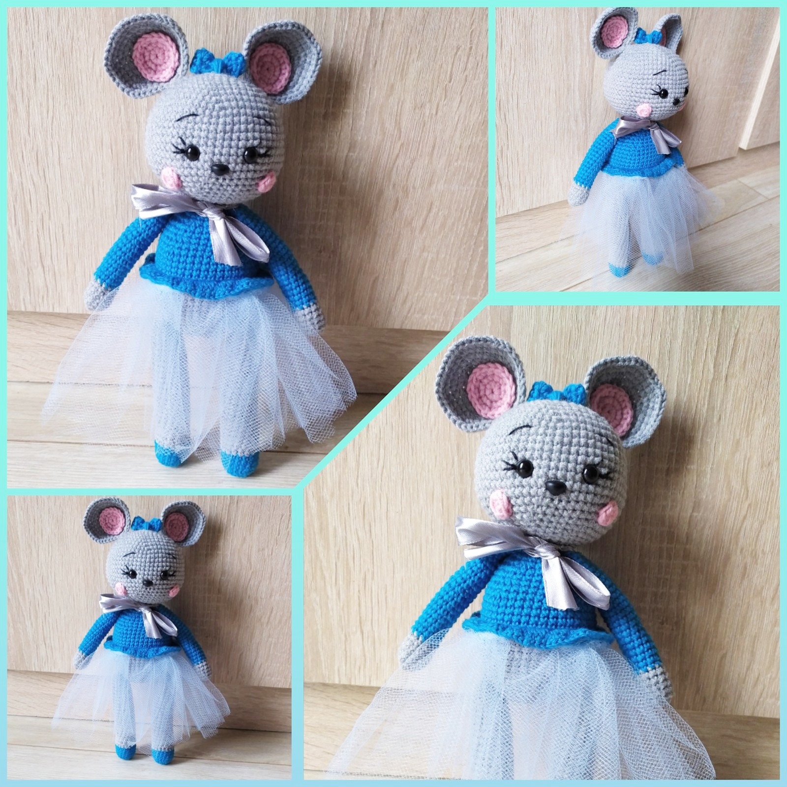 Bawełniana szydełkowana myszka-baletnica