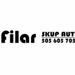 Logo firmy: czarny napis 'filar' obok napisu 'SKUP AUT' i numeru telefonu 505 605 705, wszystko na białym tle.