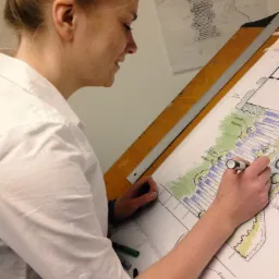 Ręczne rysowanie projektu ogrodu przez Celinę, USA, 2017 rok.