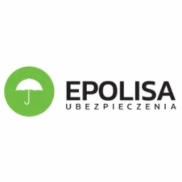 Logo firmy ubezpieczeniowej: zielone koło z białą parasolką, obok czarny napis EPOLISA UBEZPIECZENIA.