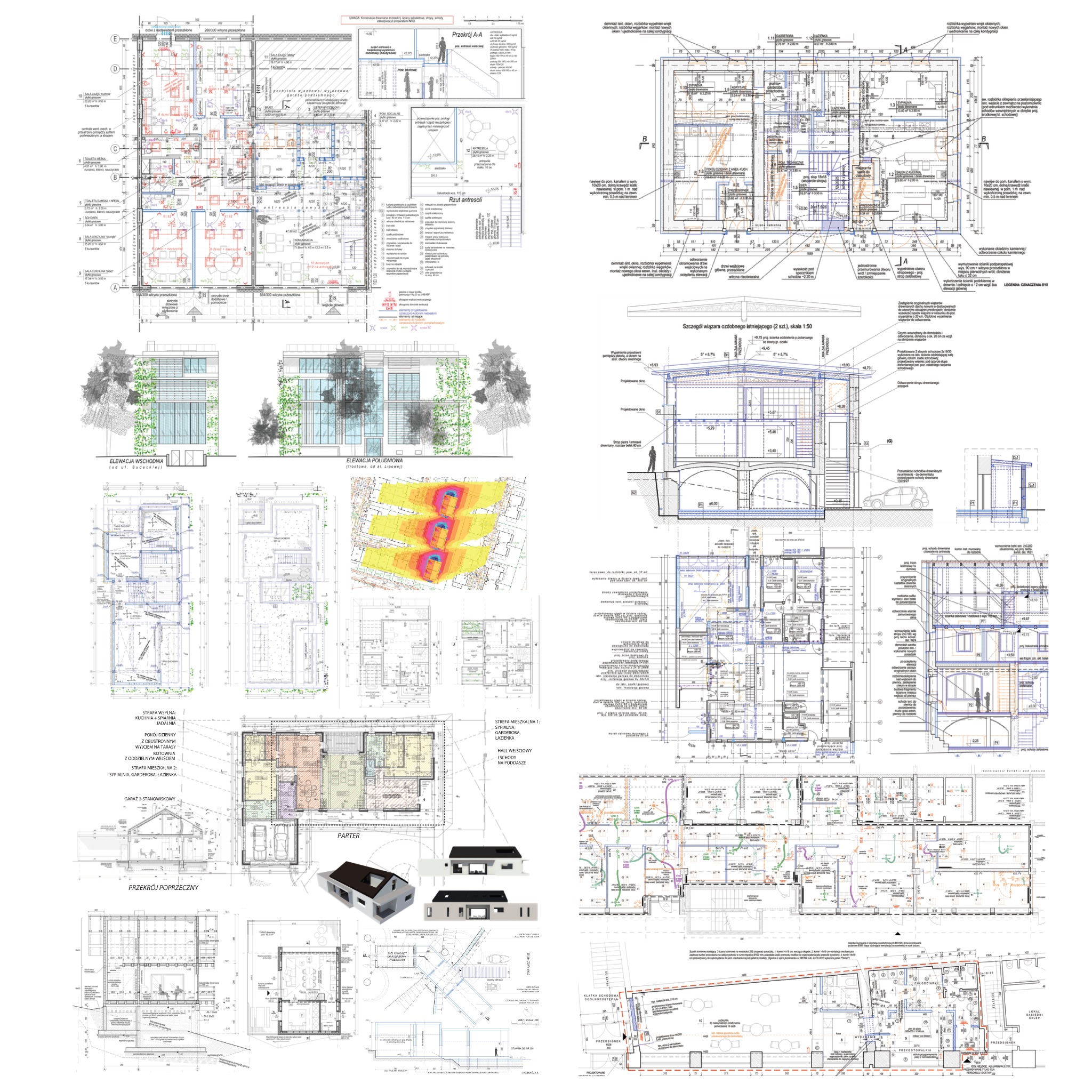 Przykłady projektów indywidualnych, przebudów (także obiektów pod ochroną konserwatorską).