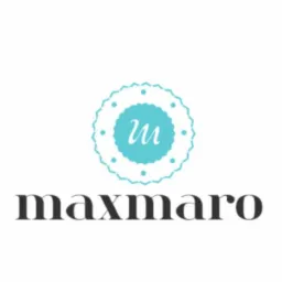 Logo firmy Maxmaro z turkusowym symbolem 'm' w ozdobnym okręgu nad nazwą, na białym tle.