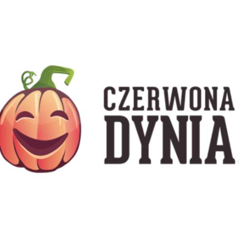 Ilustracja przedstawia logo z uśmiechniętą dynią po lewej stronie i napisem 'CZERWONA DYNIA' po prawej.