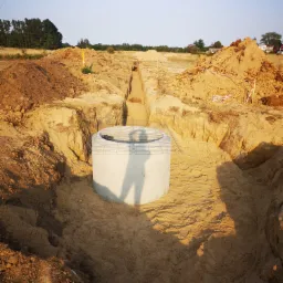 Prace w toku- kładzenie sieci wodno- kanalizacyjnej dla przyszłych domków