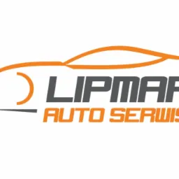 Logo firmy Lipmar Auto Serwis z graficznym zarysem pomarańczowego samochodu na białym tle.