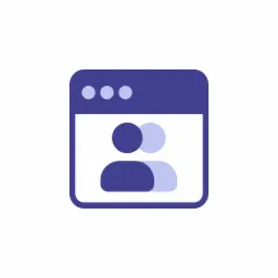 Ikona okna przeglądarki z symbolem dwóch osób, sugerująca interakcję użytkowników online.