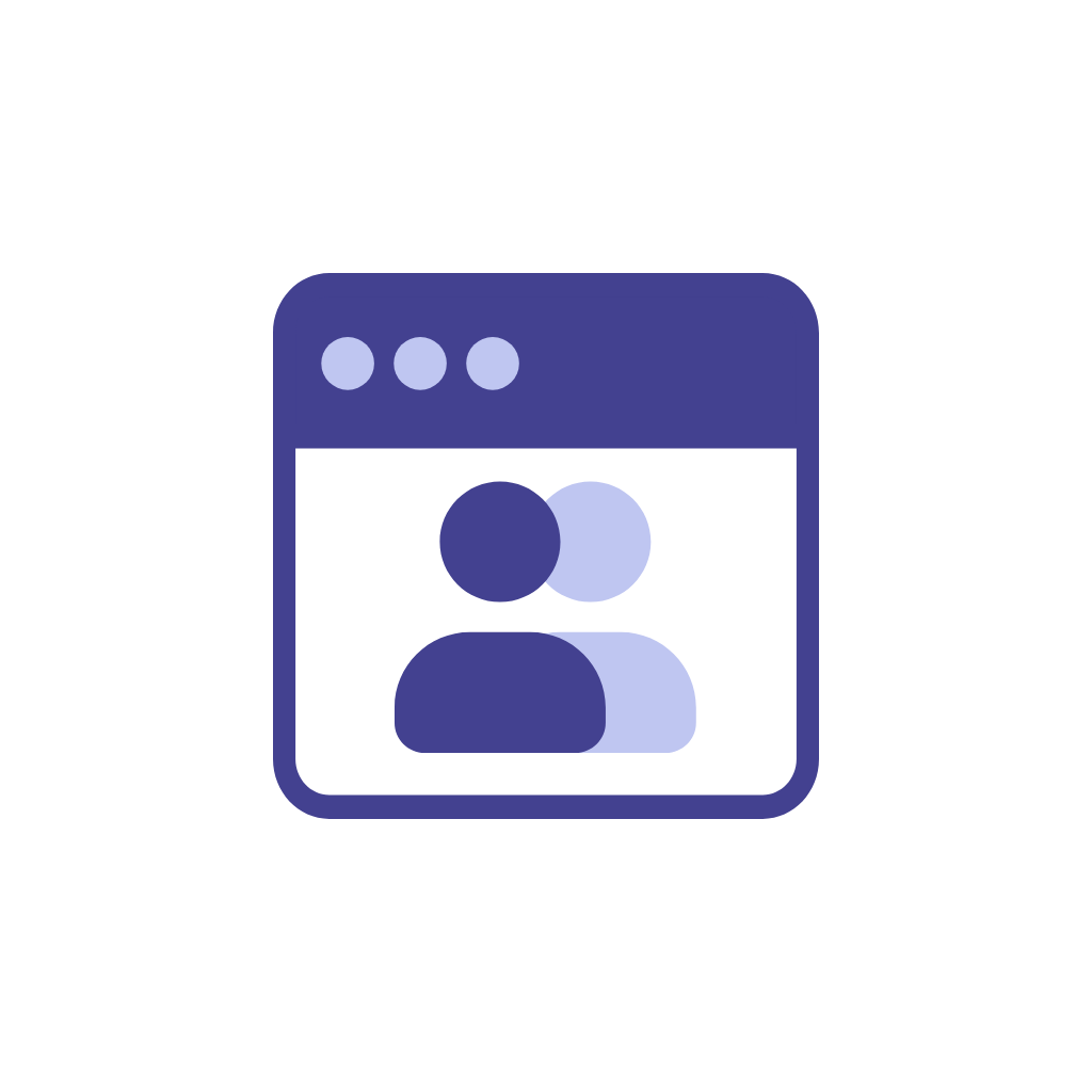 Ikona okna przeglądarki z symbolem dwóch osób, sugerująca interakcję użytkowników online.