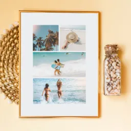 Fotokolaż w złotej ramce