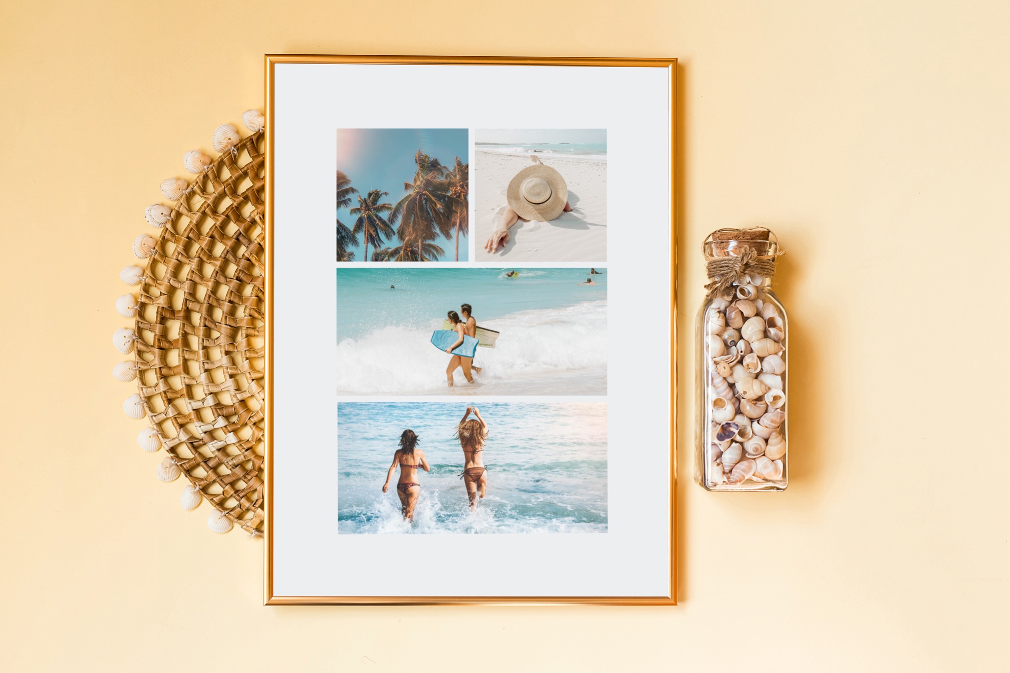 Fotokolaż w złotej ramce
