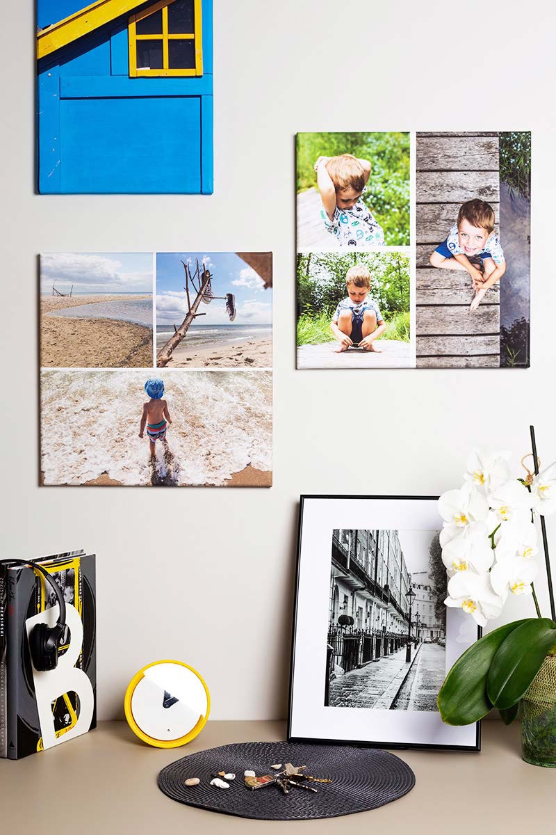 Obrazy z dziećmi jako fotokolaże zdjęć wakacyjnych
