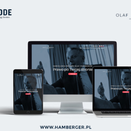 ITsCODE - Responsywny układ strony internetowej kancelarii prawnej Olaf Hamberger, wyświetlany na monitorze, laptopie i tablecie, z widocznymi logotypami ITsCODE i Olaf Hamberger.