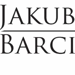 Logo z inicjałami JB i nazwiskiem Jakub Barciński w czarnej typografii na białym tle.