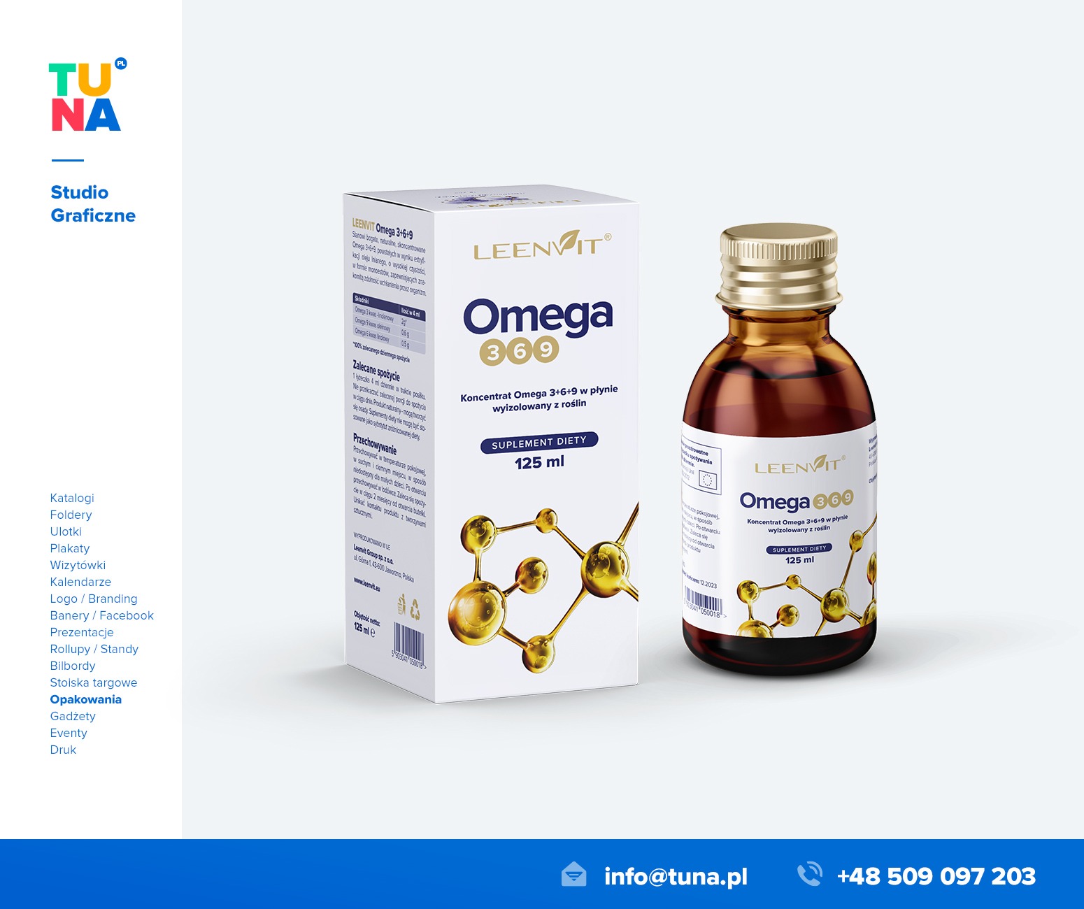 Studio graficzne TUNA projektuje opakowania, etykiety, przygotowuje materiały do profesjonalnego druku.
