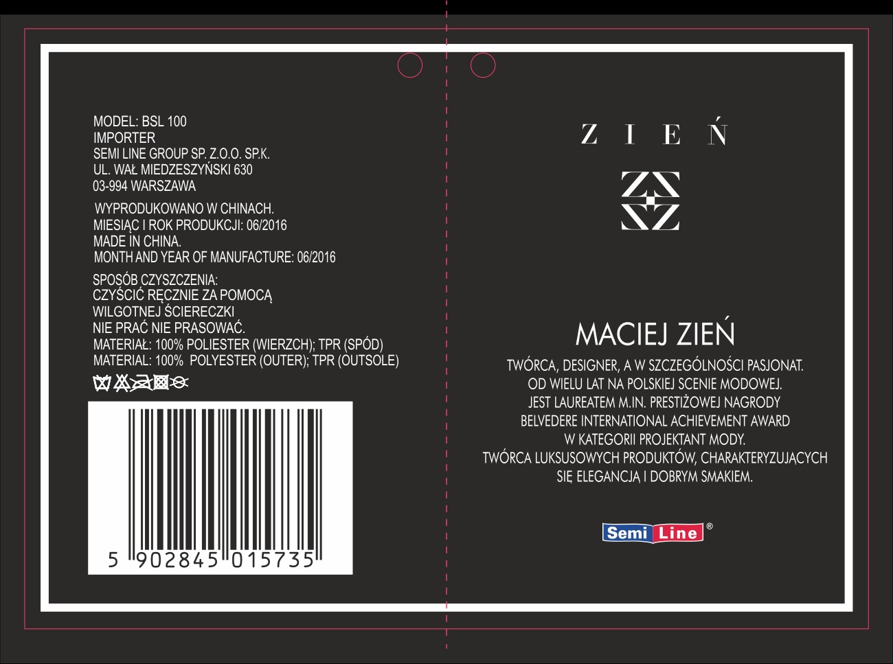 Projekt hangtag - dla Macieja Zienia.