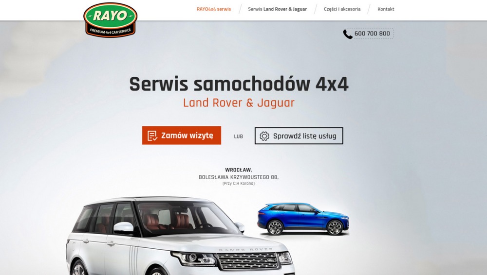 Rayo4x4 - layout, wdrożenie do systemu CMS Wordpress
