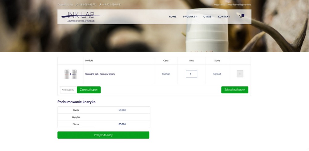 Ink Lab - layout, konsultacje, wdrożenie do systemu Woocommerce (CMS WordPress)