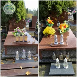 Możecie zamówić u nas sprzątanie grobu, ale także nowe świeczki, świeże kwiaty czy bukiety i wiązanki.