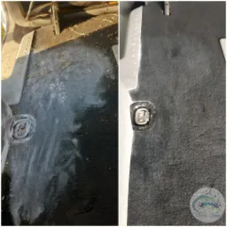 Efekt po wypraniu podłogi w aucie - wyczyszczona została rozlana farba.