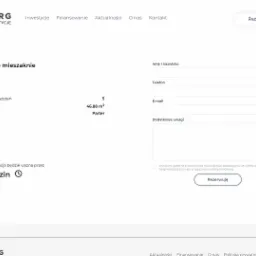 Formularz rezerwacji mieszkania M-B1 na stronie dewelopera BERG Inwestycje z Rzeszowa, z polami na imię, nazwisko, telefon, e-mail oraz dodatkowe uwagi, informacją o liczbie pomieszczeń (5...