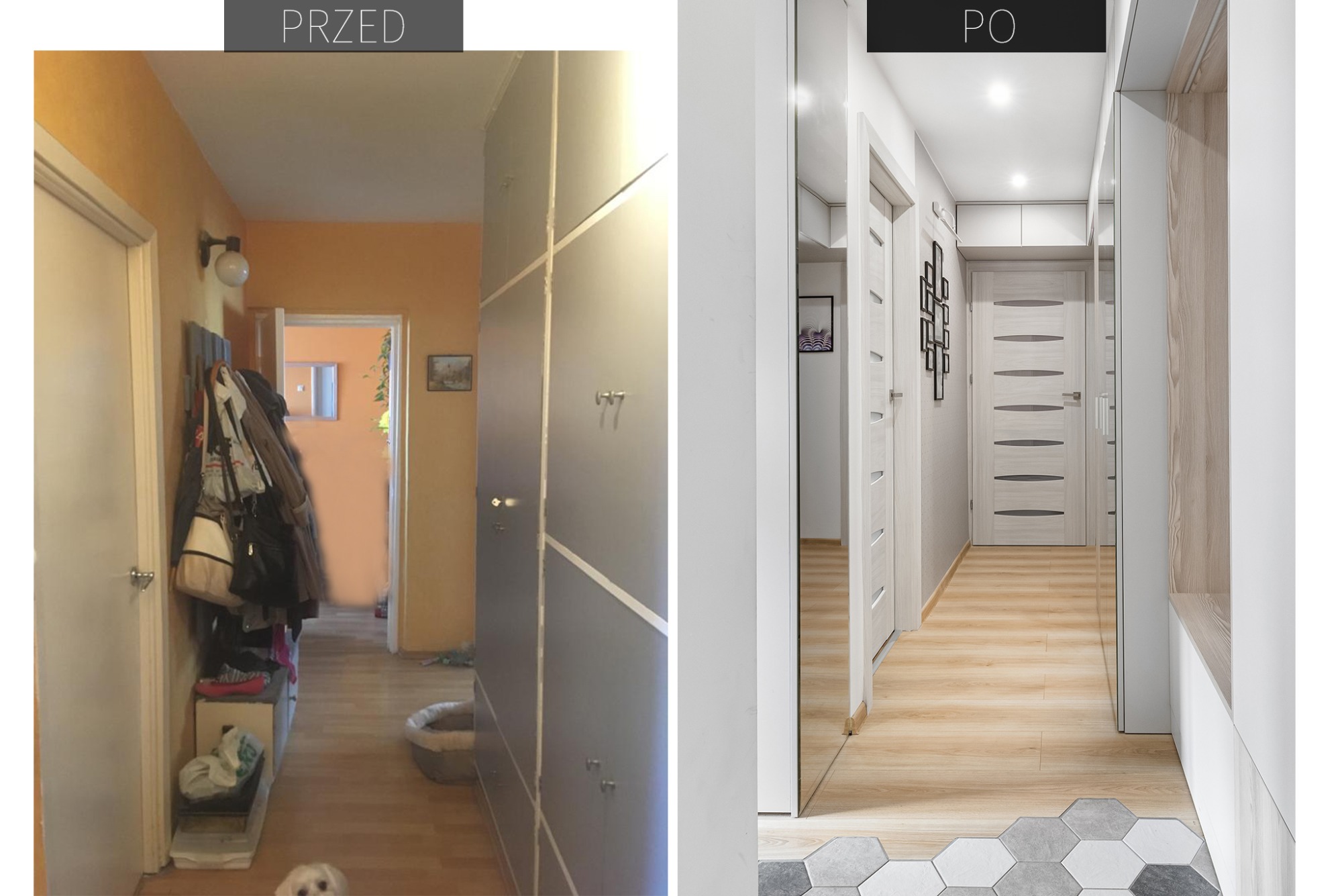 metamorfoza korytarza w trzypokojowym mieszkaniu