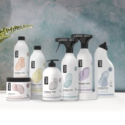 Projekt graficzny opakowań oraz wizualizacje dla firmy produkującej środki czystości - Monoke