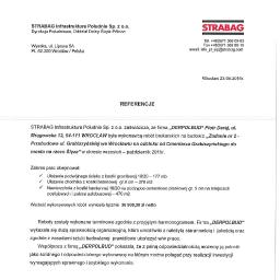 Referencje z firmy Strabag Infrastruktura Południe Sp. z o.o._prace wykonane w 2015r.
