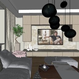 Projekt salonu nowoczesnego w opcji 3D bez renderingu