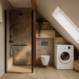 Sowa Design Projekty Wnętrz - Projekt łazienki na poddaszu. Projekt łazienki we Wrocławiu